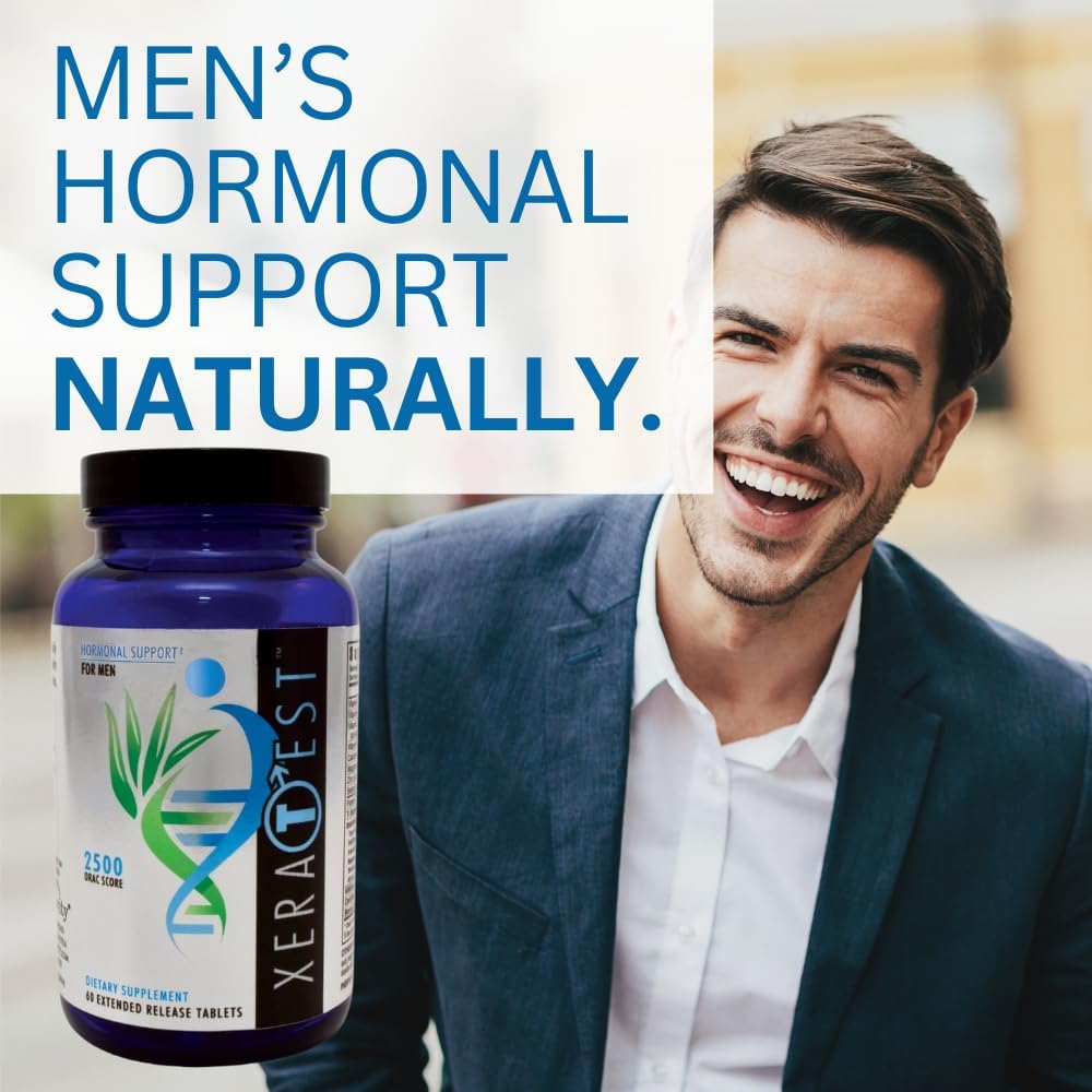 Youngevity XeraTest™ Men's Hormonal Support: Testosterone + Telomere Health - Fucoidan Blend, Whole Foods, Fenugreek - Hormone-Free Botanical Supplement - 60 Tablets
