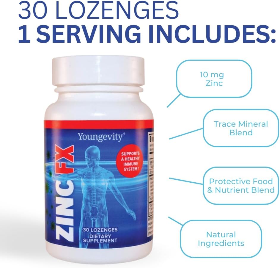 Youngevity Zinc Fx Chewable Lozenges - Immune Support with Trace Minerals, Elderberry, and Astragalus - Highly Absorbable - Delicious - 120 Count