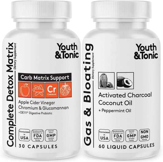 Youth & Tonic Detox Pills with Activated Charcoal for Cleansing and Rejuvenation