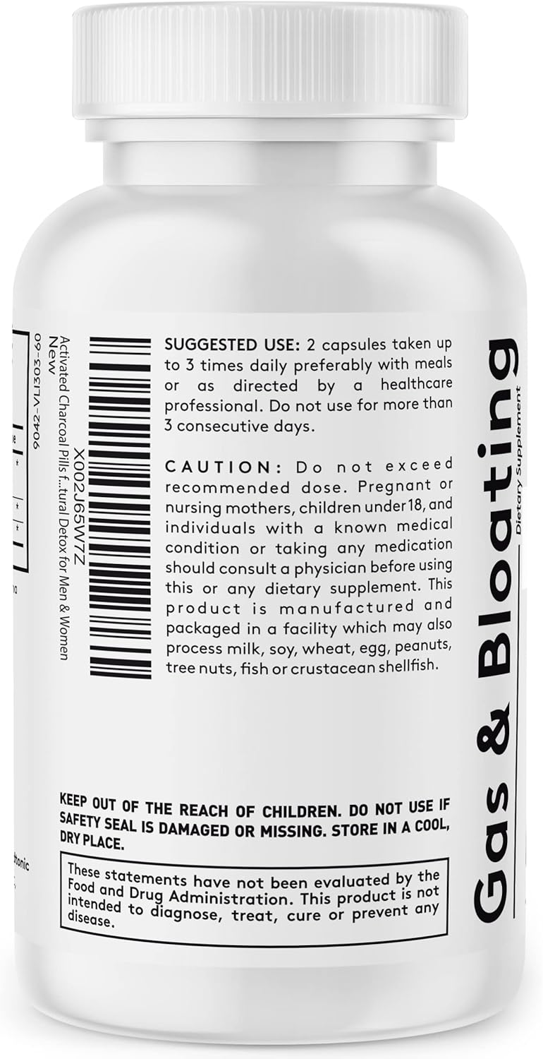 Youth & Tonic Detox Pills with Activated Charcoal for Cleansing and Rejuvenation