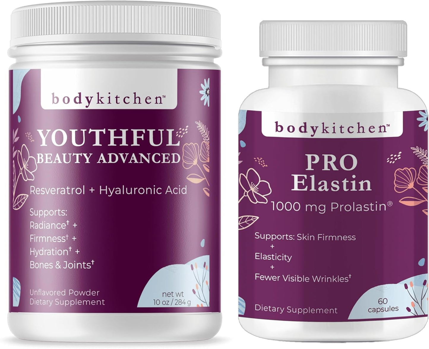 Youthful Beauty Collagen Peptides Powder with Resveratrol, Hyaluronic Acid, and Pro-Elastin - 10oz, 60 Count
