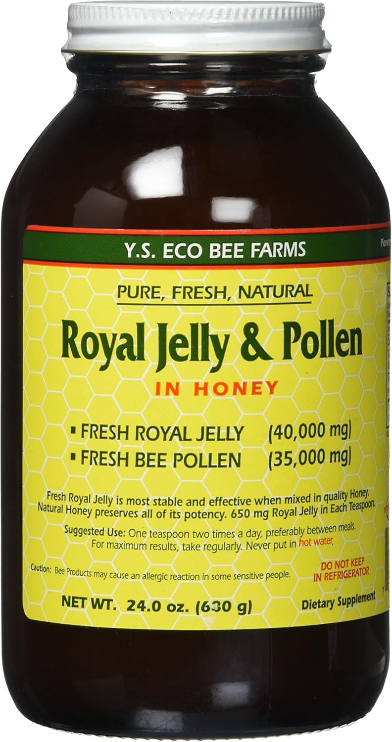 YS Eco Bee Farms Fresh Royal Jelly & Bee Pollen Honey Mix - 40,000 mg - 24.0 oz Jar