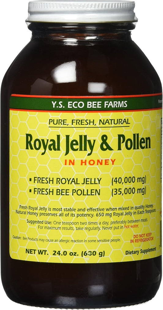 YS Eco Bee Farms Fresh Royal Jelly & Bee Pollen Honey Mix - 40,000 mg - 24.0 oz Jar