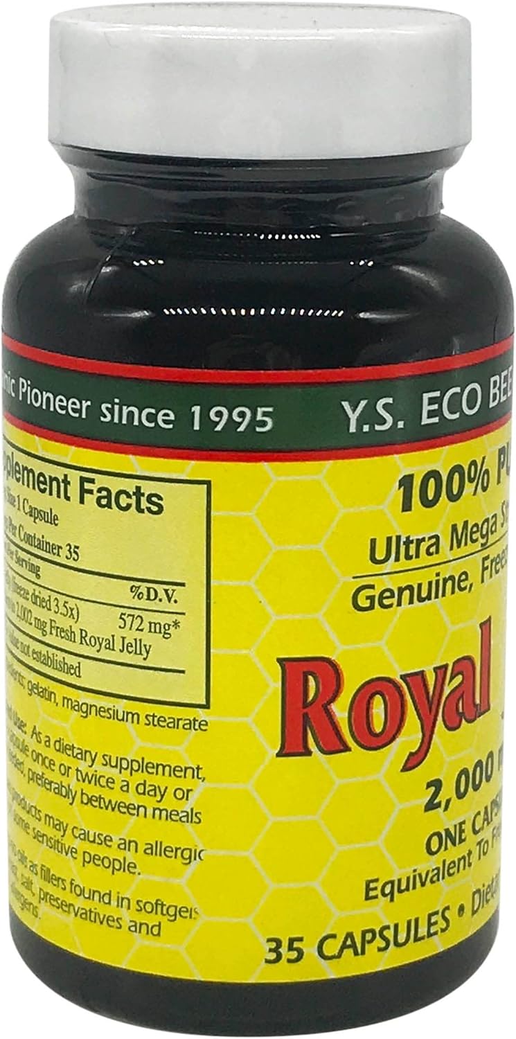 YS Eco Bee Farms Pure Royal Jelly Capsules - 35 Count - YS BEE Farms