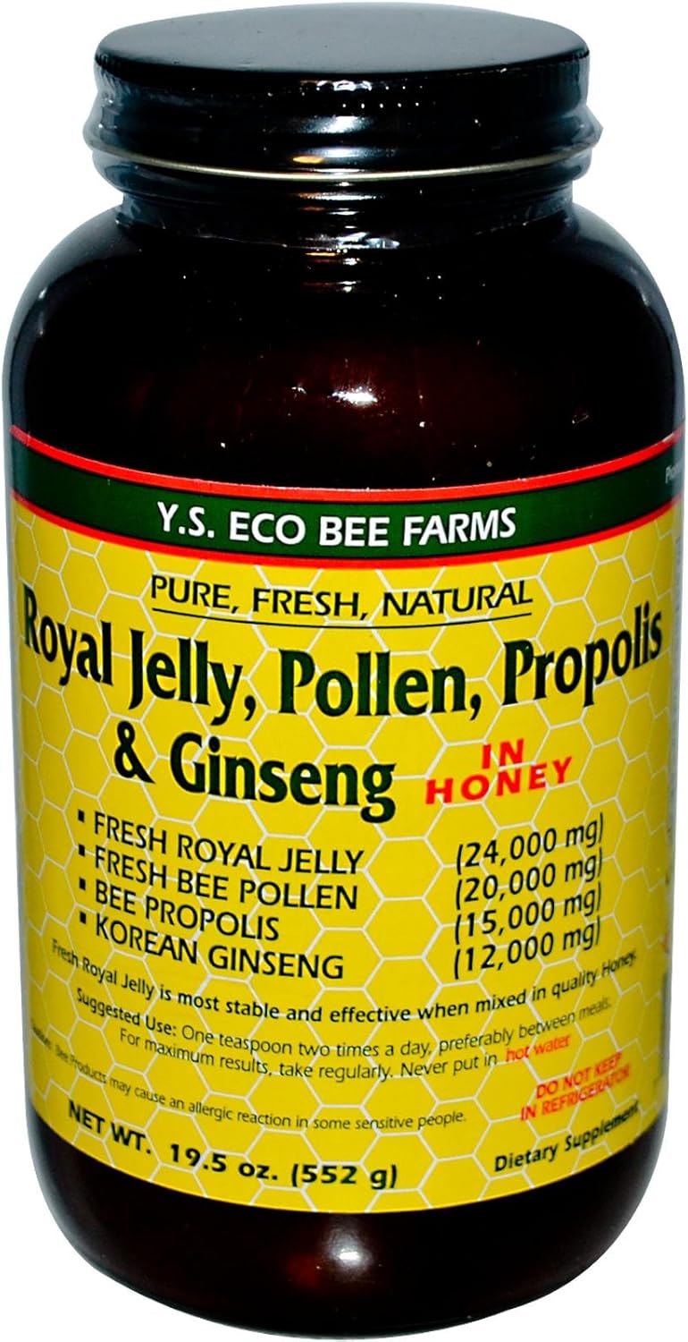 YS Eco Bee Farms Royal Jelly, Pollen, Propolis, Ginseng & Honey Liquid - 19.5 Fl. Oz