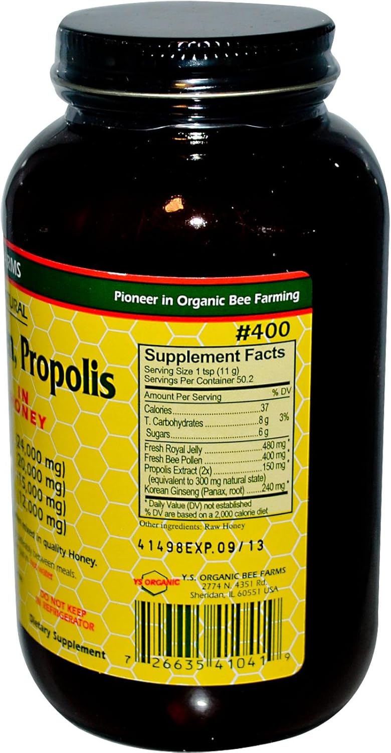 YS Eco Bee Farms Royal Jelly, Pollen, Propolis, Ginseng & Honey Liquid - 19.5 Fl. Oz