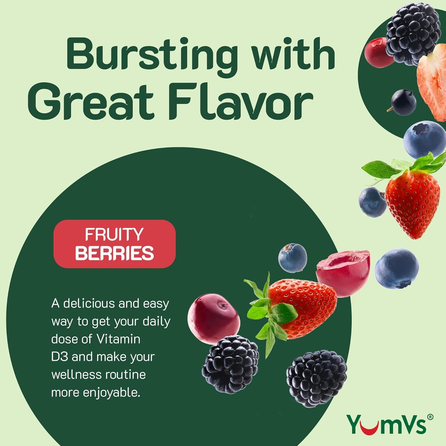 YUM-V'S High Potency Vitamin D3 Gummies 5000 IU - Berry Flavor - Vegetarian Kosher Halal - Gluten Free - 120 Count - Vitamin D Gummies for Adults