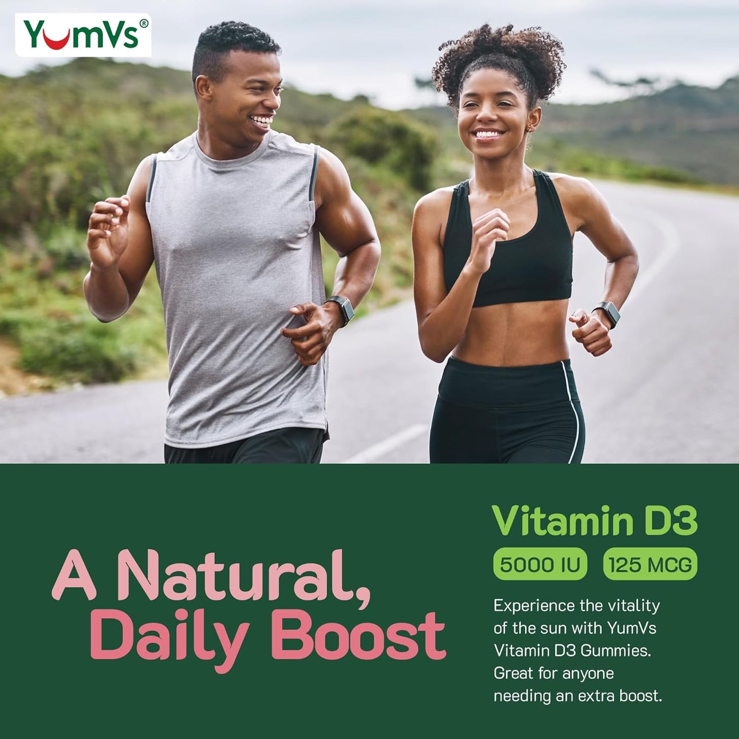 YUM-V'S High Potency Vitamin D3 Gummies 5000 IU - Berry Flavor - Vegetarian Kosher Halal - Gluten Free - 120 Count - Vitamin D Gummies for Adults