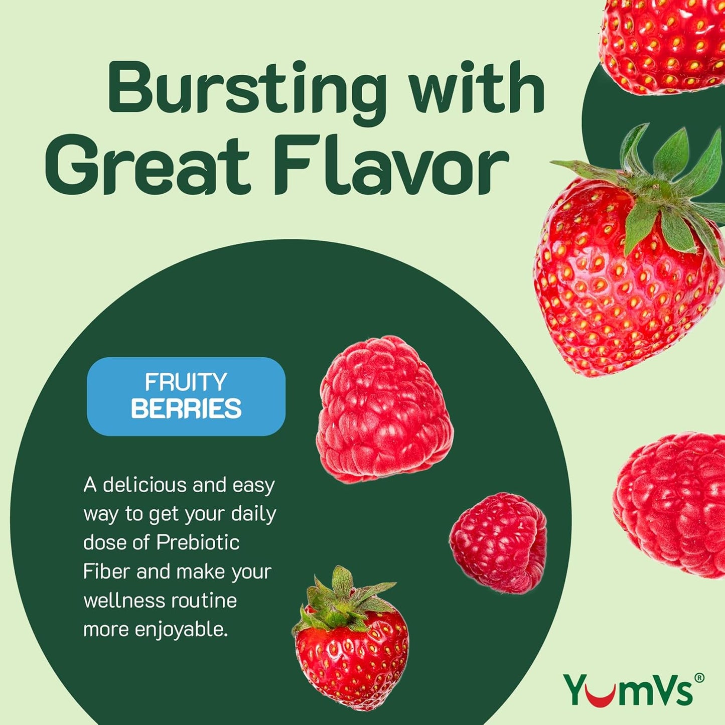YUM-V'S Prebiotic Fiber Gummies - Keto Friendly Sugar Free Supplement with 4g Fiber, Natural Berry Flavor Chewables for Digestive Support - 60 Count