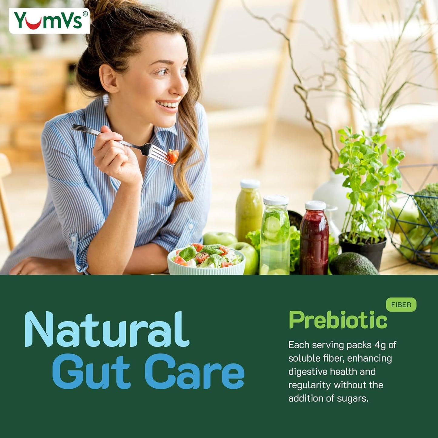 YUM-V'S Prebiotic Fiber Gummies - Keto Friendly Sugar Free Supplement with 4g Fiber, Natural Berry Flavor Chewables for Digestive Support - 60 Count