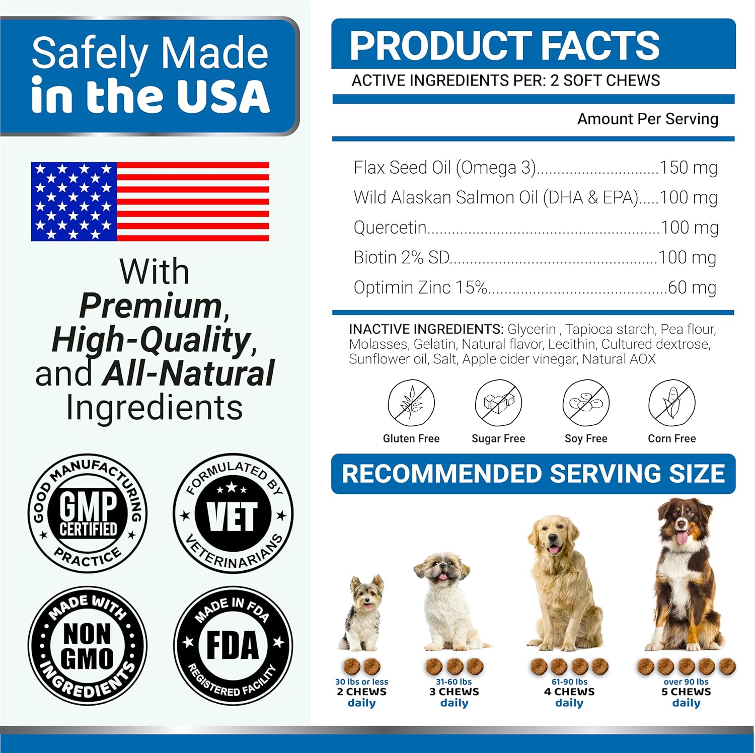YUMA's Omega 3 Fish Oil Chews for Dogs - Skin & Coat Supplement with EPA & DHA - 170 Treats - Allergy Support & Anti Shedding - Chicken & Salmon Flavor.