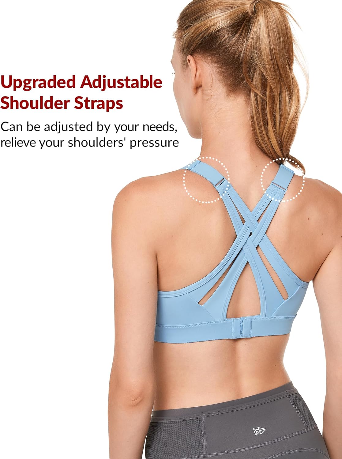 Yvette High Impact Sports Bra with Adjustable Criss Cross Back for Full Support and No Bounce - Ideal for Large Busts