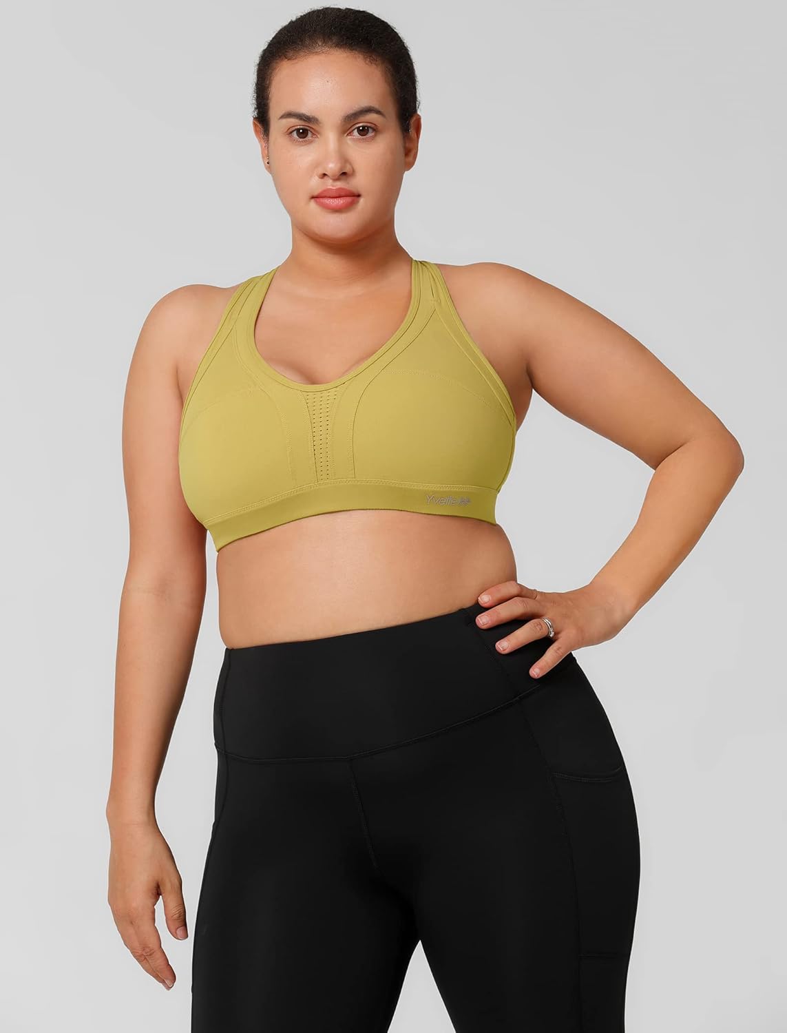 Yvette Women's High Impact Criss Cross Back Sports Bra for Plus Size Running