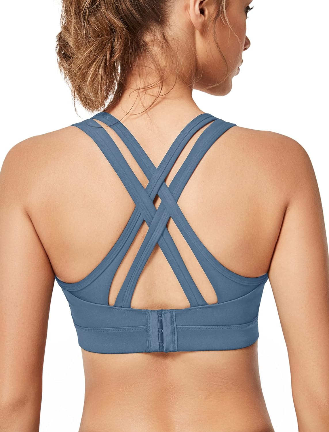 Yvette Women's Plus Size High Impact Sports Bra with Criss Cross Back for Sexy Running