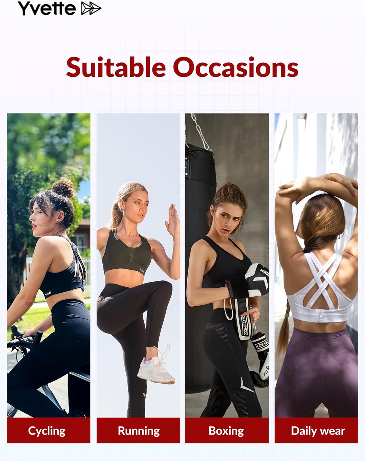 Yvette Women's Plus Size High Impact Sports Bra with Criss Cross Back for Sexy Running