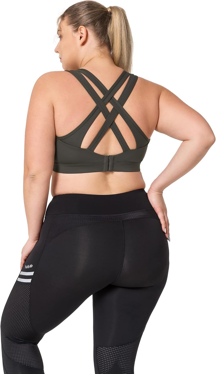 Yvette Women's Plus Size High Impact Sports Bra with Criss Cross Back for Sexy Running