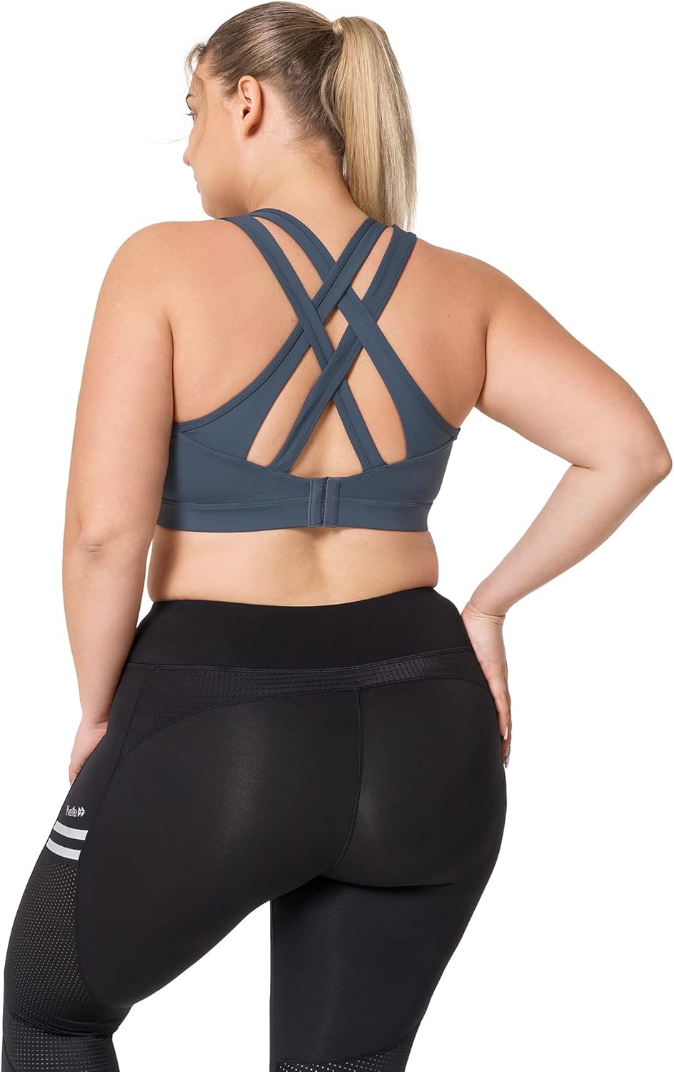 Yvette Women's Plus Size High Impact Sports Bra with Criss Cross Back for Sexy Running