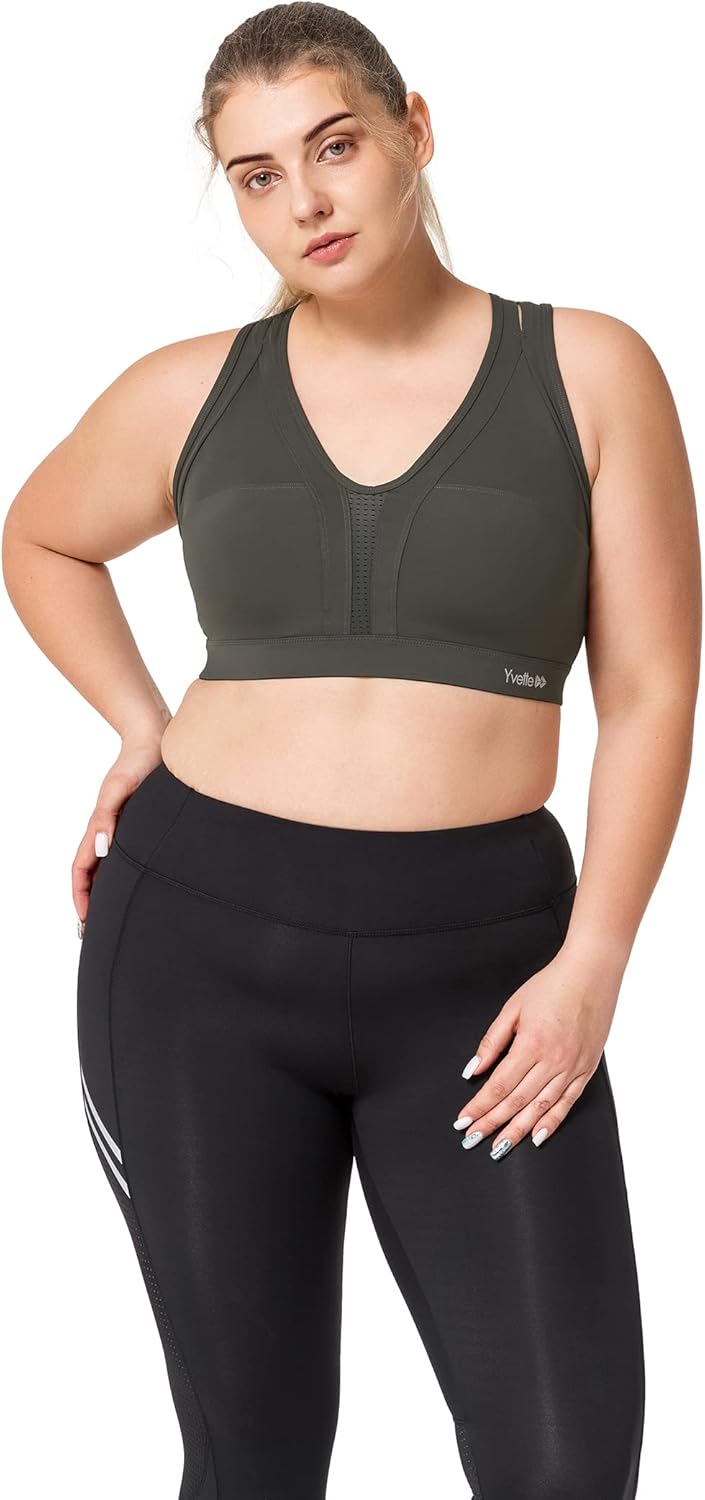 Yvette Women's Plus Size High Impact Sports Bra with Criss Cross Back for Sexy Running