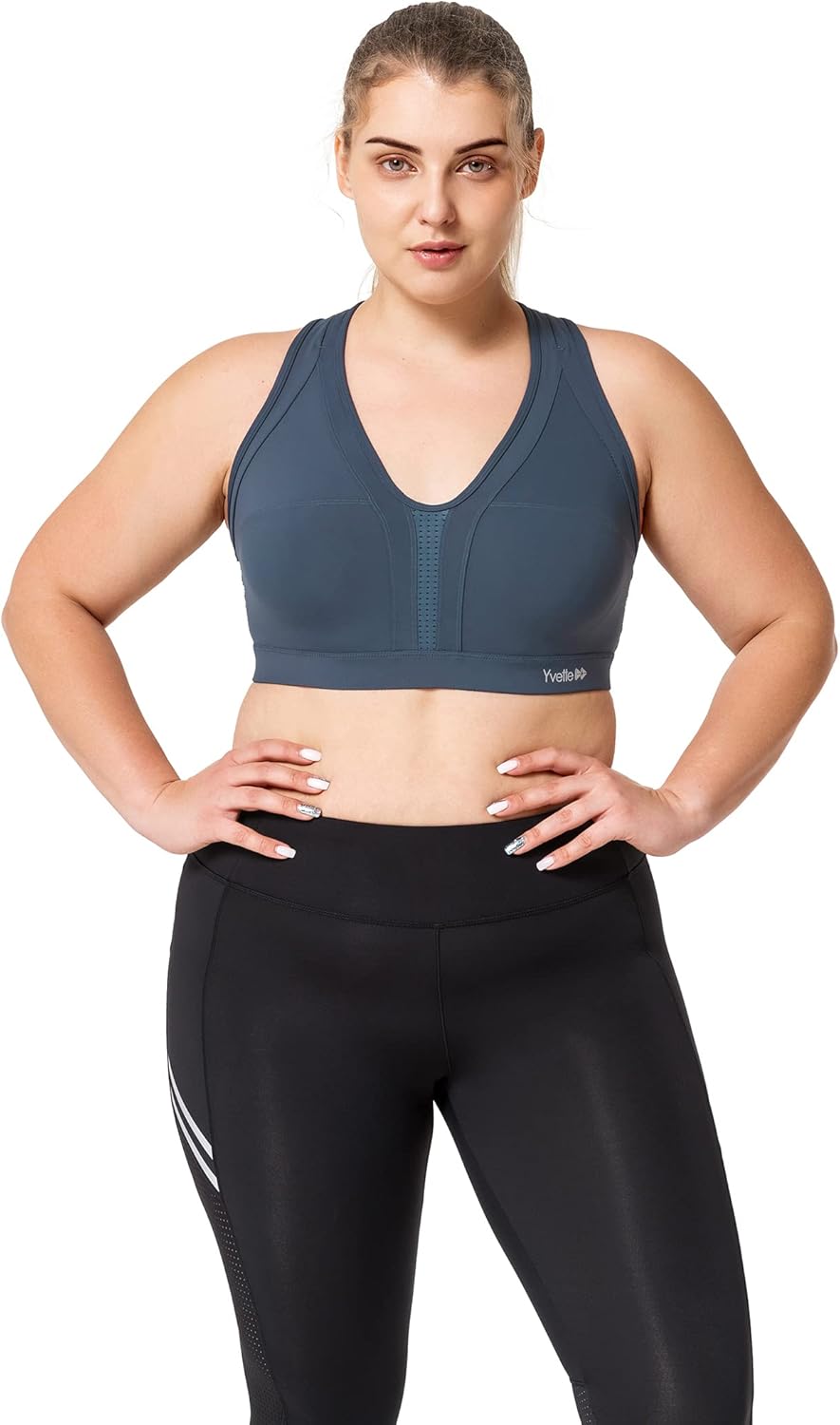 Yvette Women's Plus Size High Impact Sports Bra with Criss Cross Back for Sexy Running