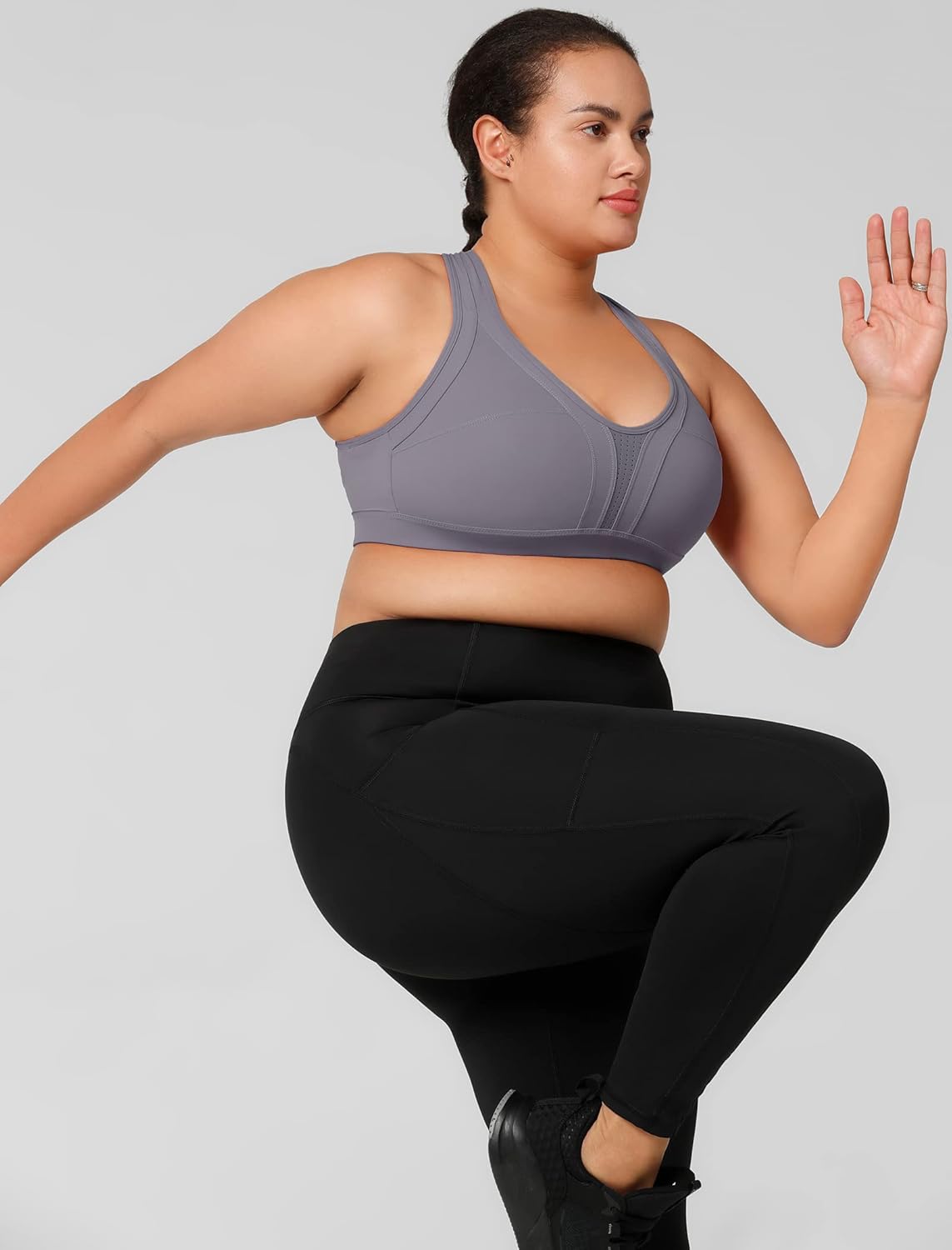 Yvette Women's Plus Size High Impact Sports Bra with Criss Cross Back for Sexy Running