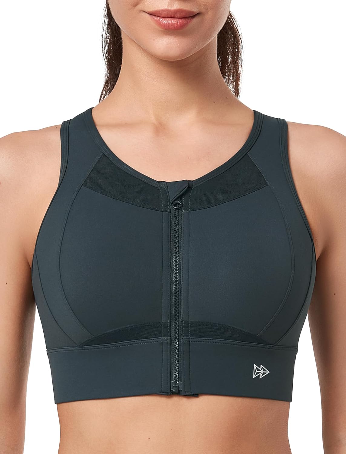 Yvette Zip Front High Impact Sports Bra for Women with Large Bust - Ideal for Running and Workouts, Offers High Support