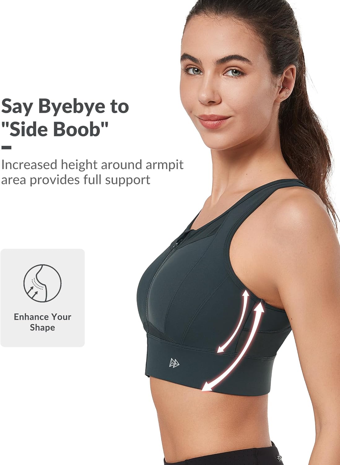 Yvette Zip Front High Impact Sports Bra for Women with Large Bust - Ideal for Running and Workouts, Offers High Support