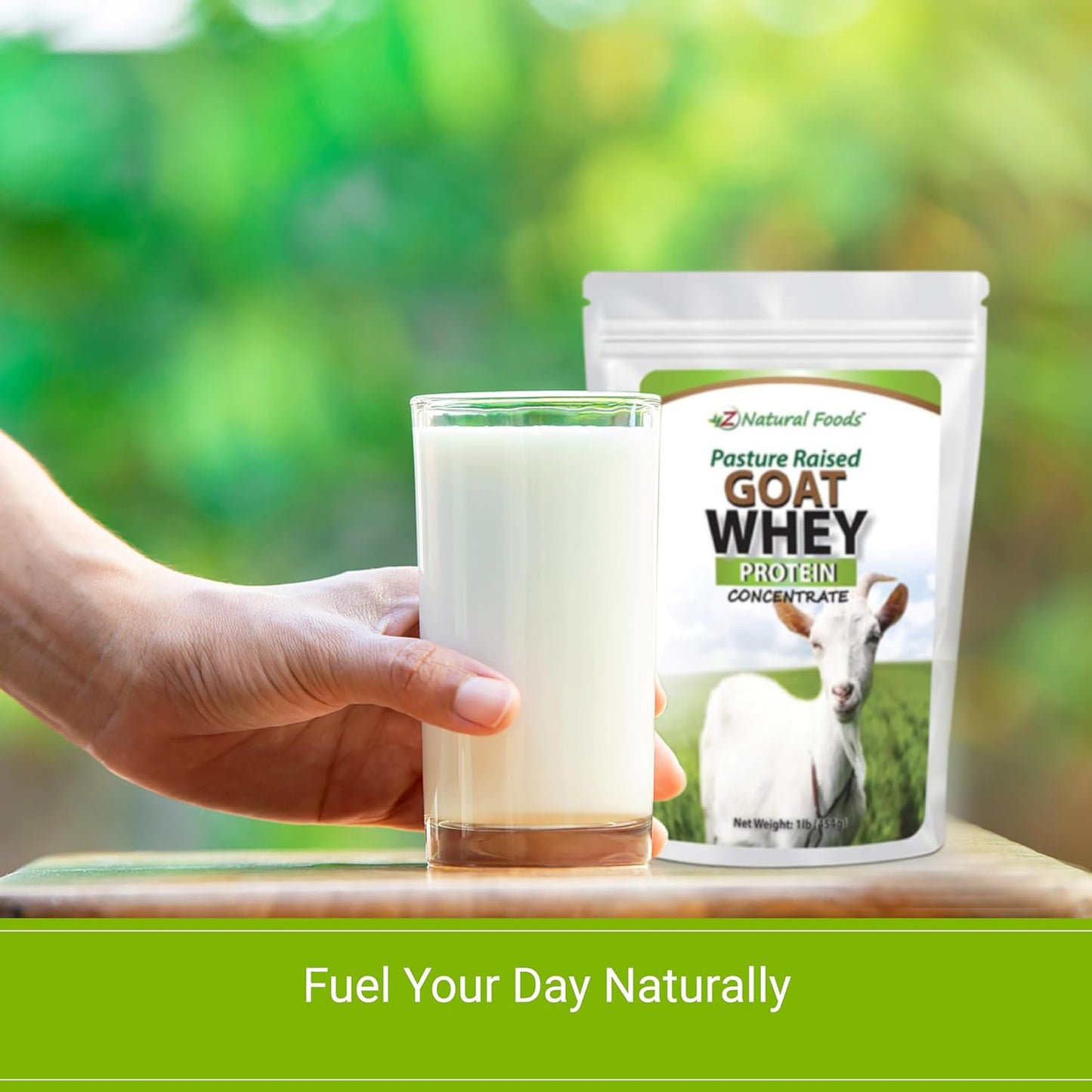 Z Natural Foods Clean Goat Whey Protein Powder - Unflavored Concentrate from Pasture Raised Goats - Undenatured Protein with Vital Amino Acids for Weight Management, Immune Support, Fitness - 1 lb