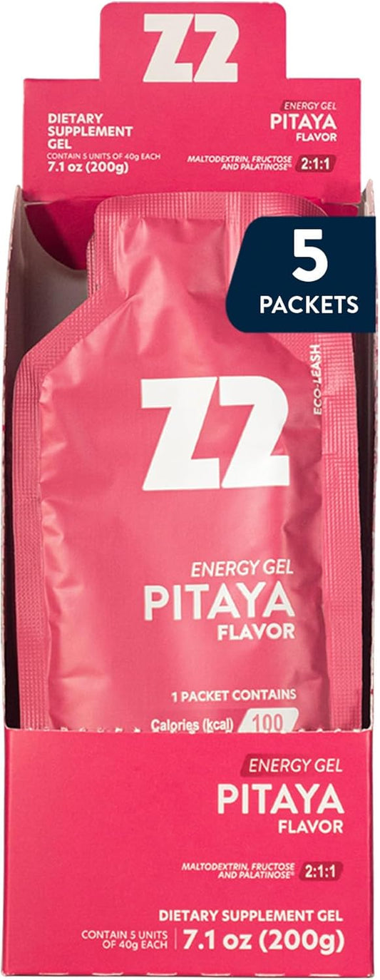 Z2 Pitaya Energy Gel Performance: Carb, Sodium, Electrolytes for Endurance - 5 Pack for Running, Cycling & Sports