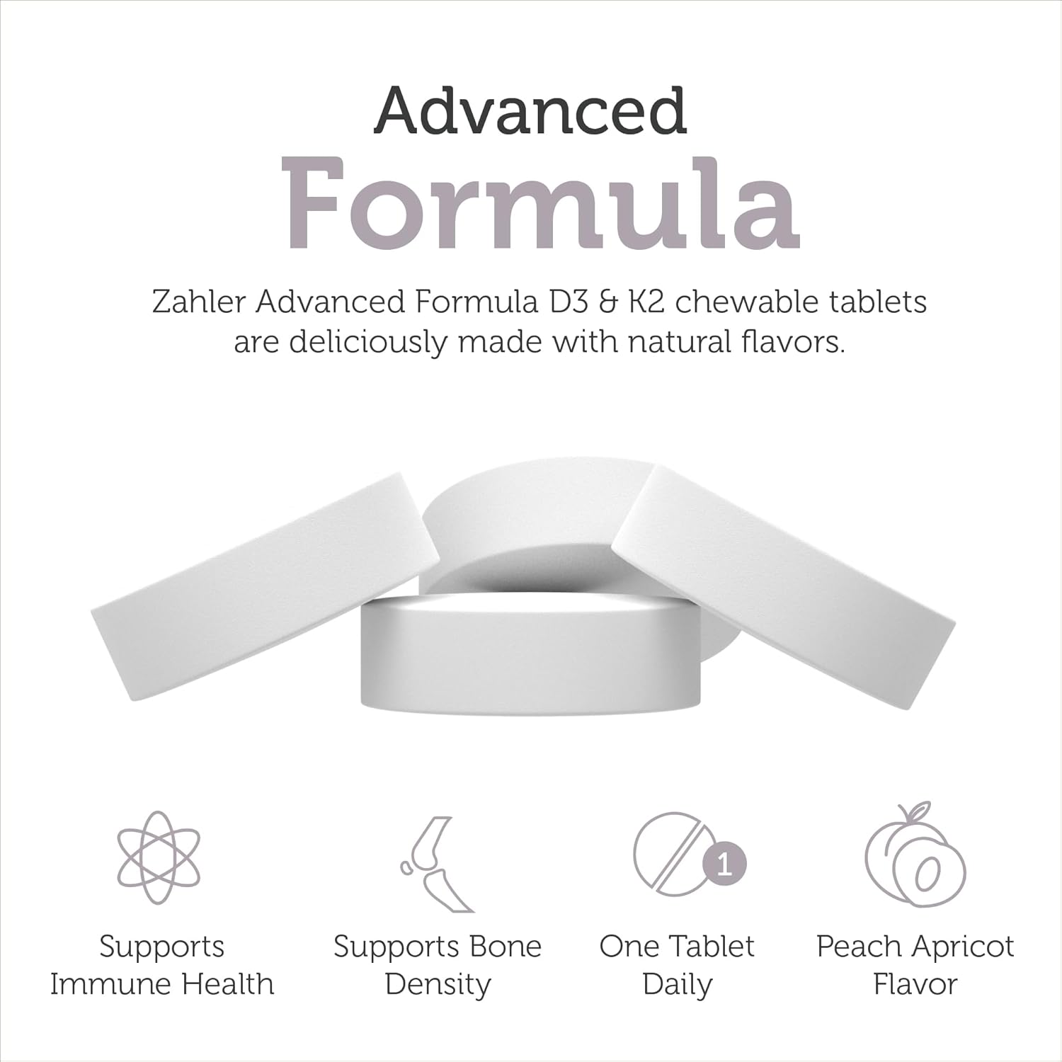 Zahler Chewable Vitamin D3 & K2 Supplement - 90 Count, Kosher Certified, 5000 IU Chew Tablet for Bone Health & Immune Support