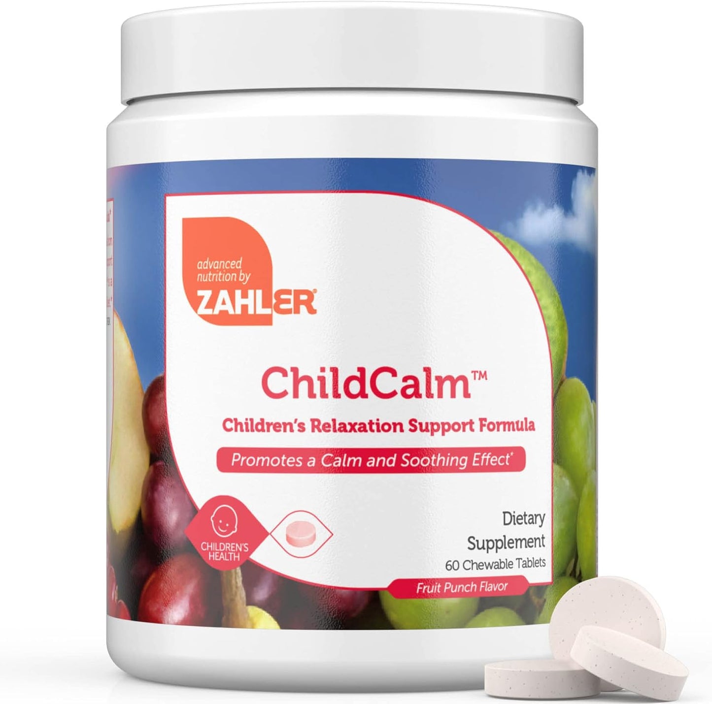 Zahler ChildCalm Fruit Punch Chewable Magnesium for Kids - Natural Calm & Mood Support (2 Pack)