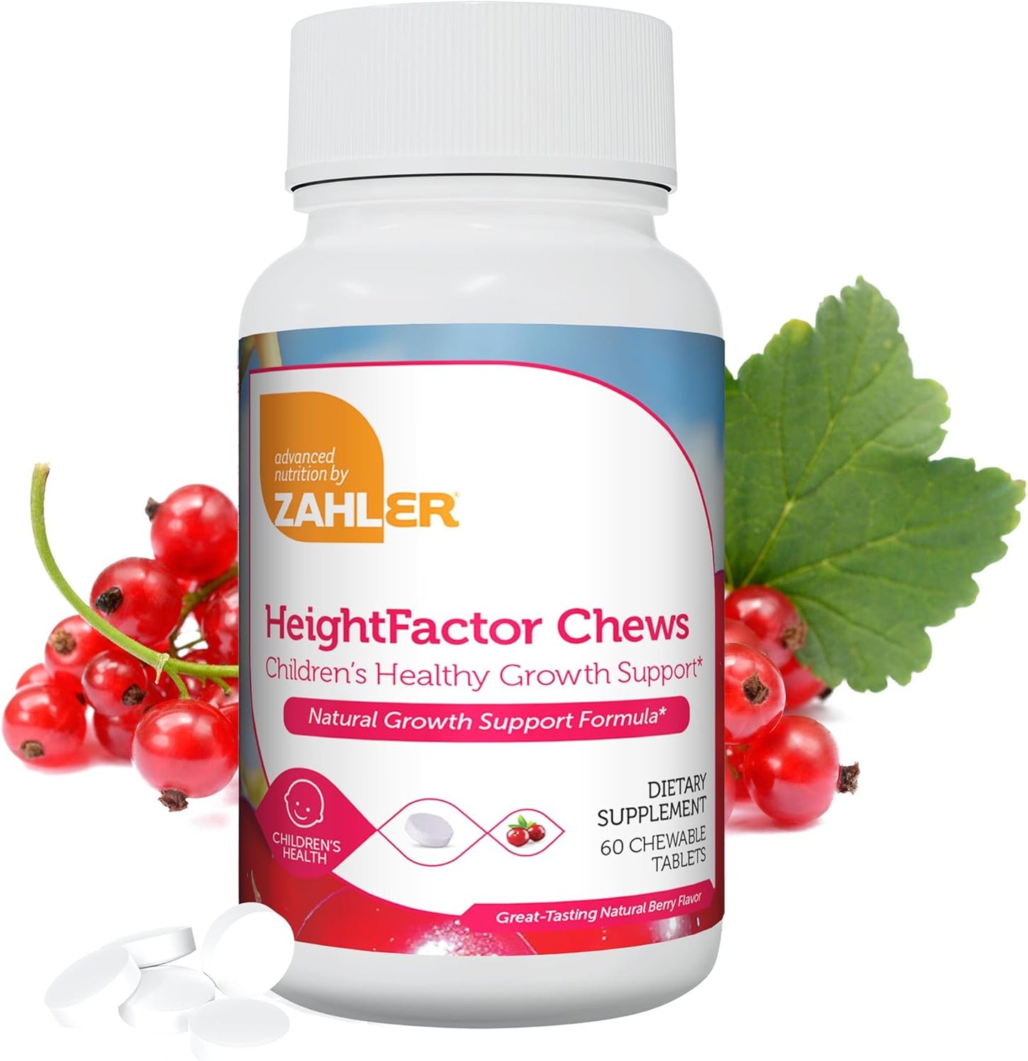 Zahler HeightFactor Chewable Tablets - Natural Height Growth Supplement for Kids Age 4+, Doctor Formulated Maximizer for Growing Taller, 60 Count