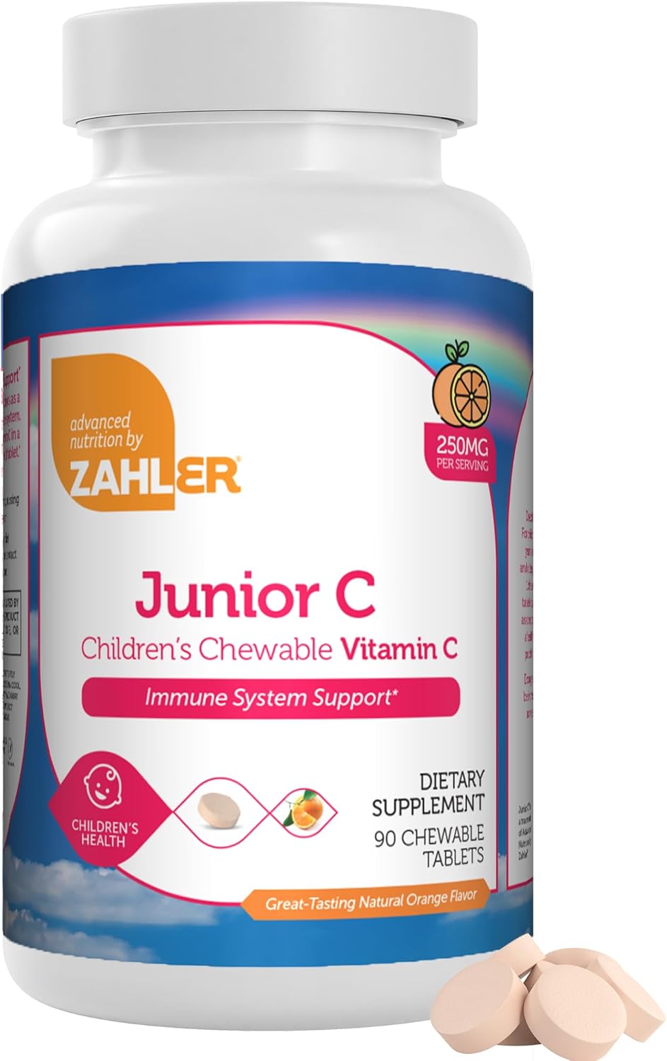 Zahler Junior C Advanced Chewable Vitamin C for Kids - Immune Support in Orange Flavor - Kosher Kids Antioxidant Supplement (90 Count)