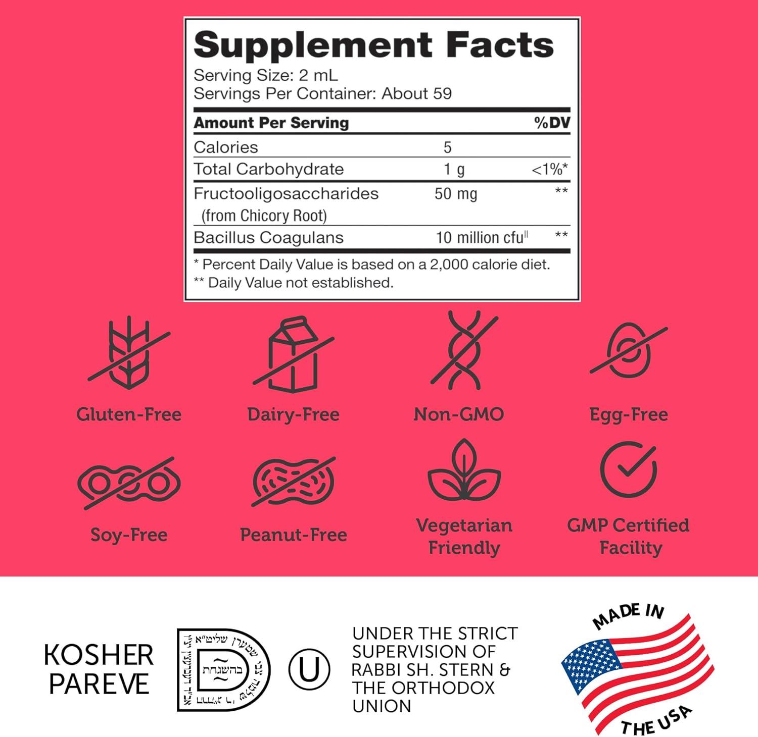 Zahler Kidophilus Liquid Probiotics for Kids - 4 Fl Oz, Kosher Certified Digestive & Immune Support, Fruit Punch Flavor