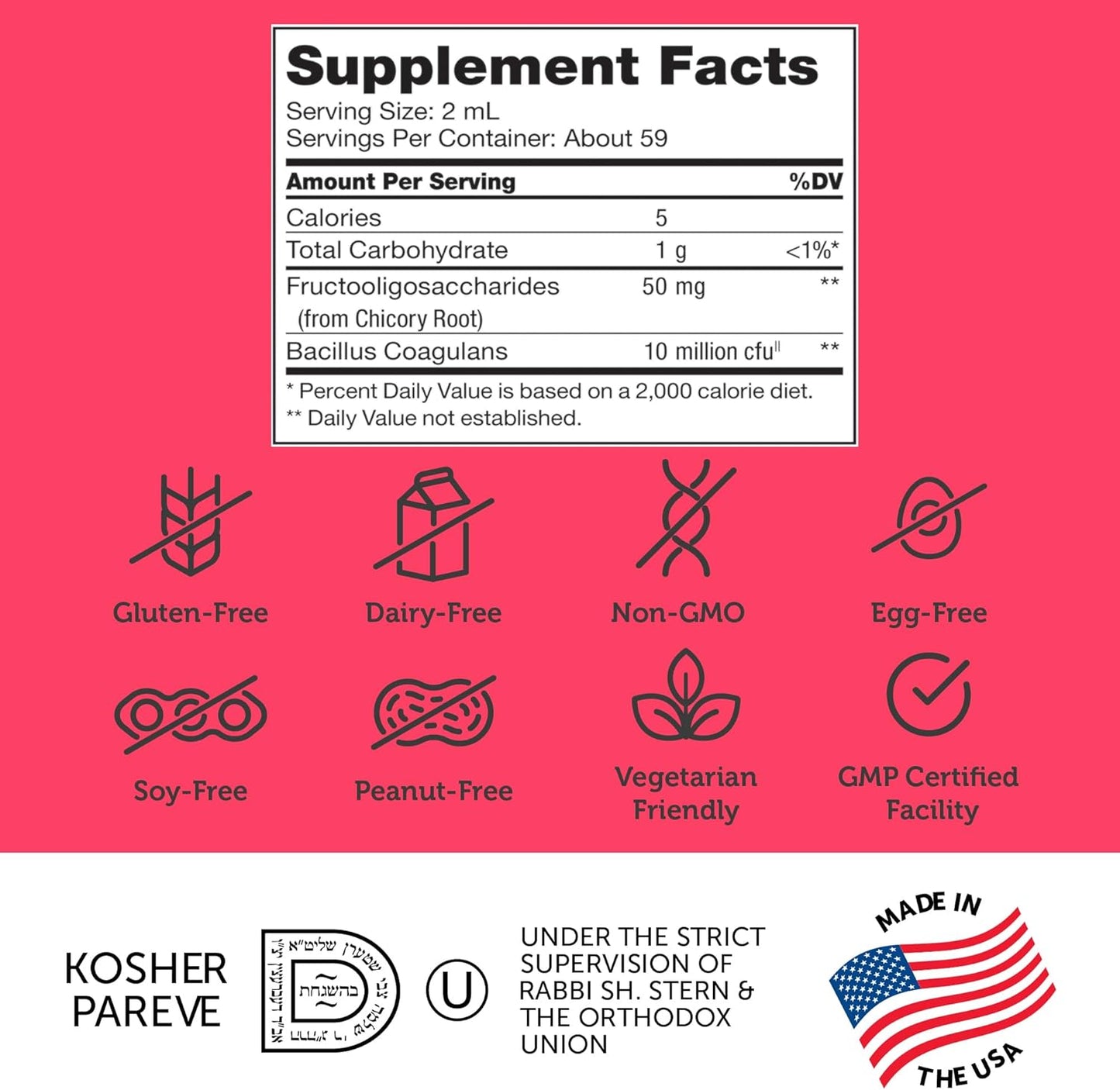 Zahler Kidophilus Liquid Probiotics for Kids - 4 Fl Oz, Kosher Certified Digestive & Immune Support, Fruit Punch Flavor