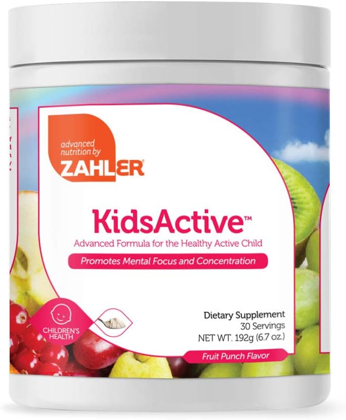 Zahler KidsActive Concentration Formula Powder - Natural Children's Supplement for Focus - Kosher Certified Fruit Punch Flavor