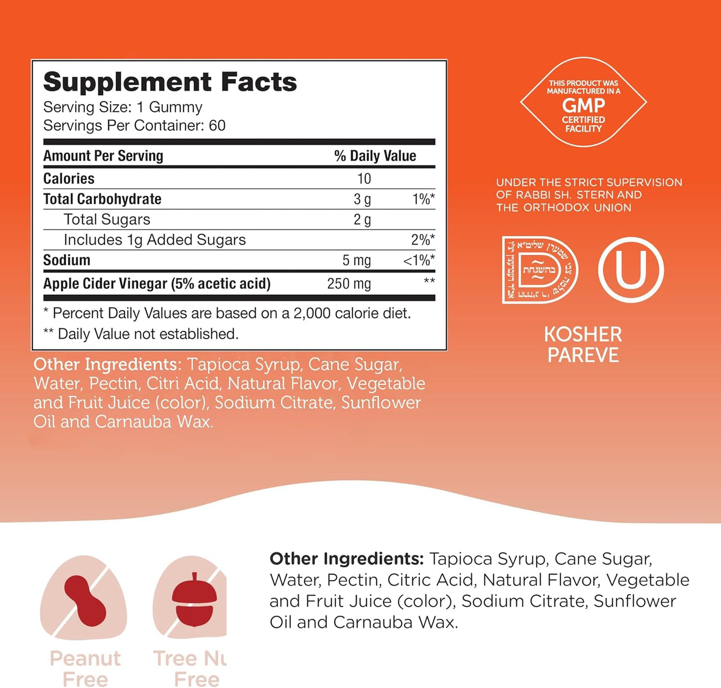 Zahler Kosher Apple Cider Vinegar Gummies - Detox & Gut Health Support - 60 Pineapple Flavored ACV Gummies for Men & Women