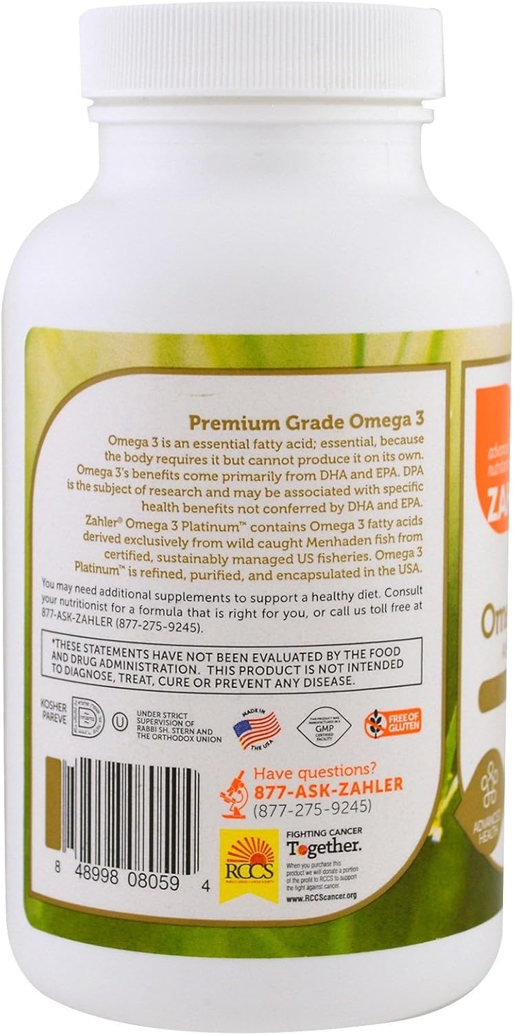 Zahler Omega 3 Platinum Fish Oil Softgels - 2,000 mg, 90 Softgels - Advanced Omega 3 Formula