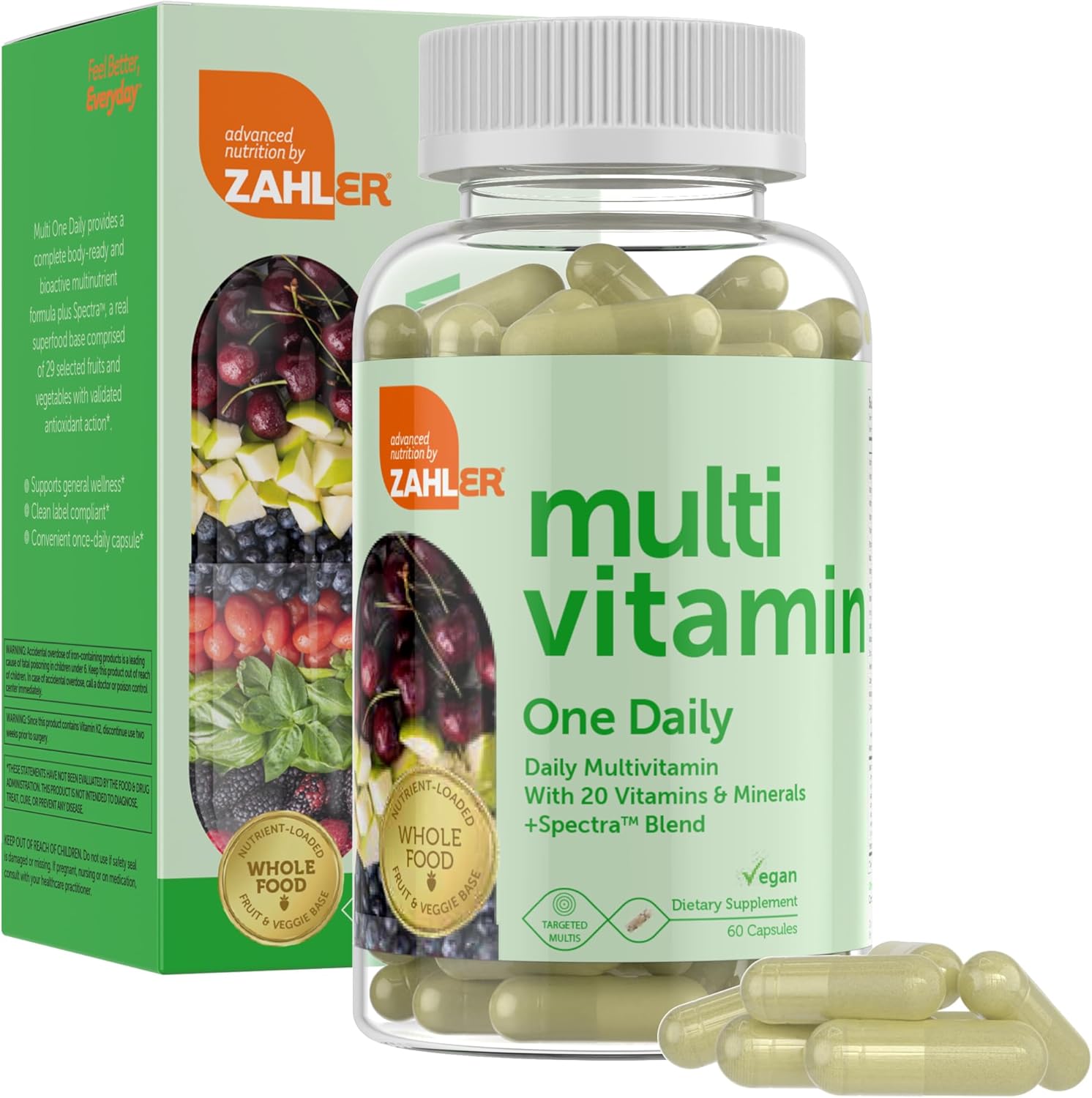 Zahler Vegan Multivitamin for Men and Women - 60 Count - Kosher Whole Food Spectra Blend - Vegetarian and Vegan Adults Nutrients