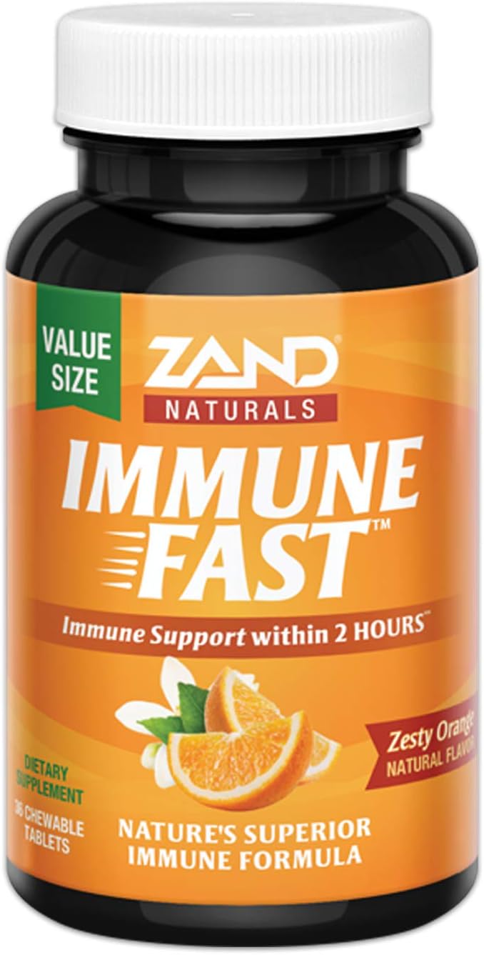 Zand Immune Fast Chews: Enhanced Immune Support with EpiCor & Vitamin C - Orange Flavor, 36 Count