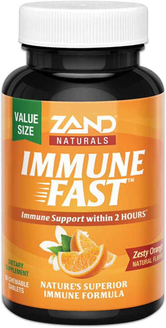 Zand Immune Fast Chews: Enhanced Immune Support with EpiCor & Vitamin C - Orange Flavor, 36 Count