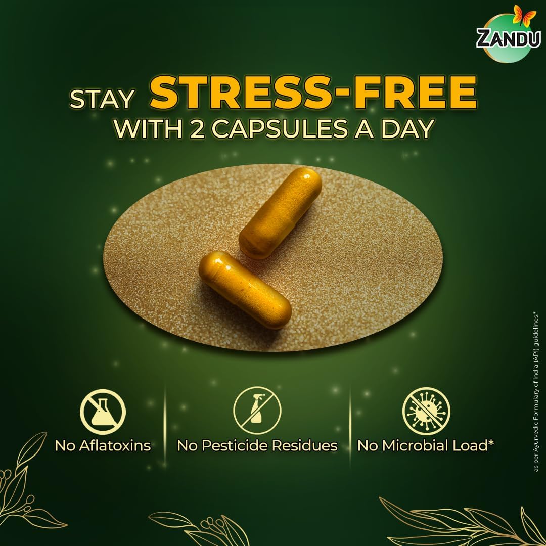 Zandu Ashwagandha Gold Plus Capsules with Ayurvedic Ingredients for Stamina and Immunity, 60 Count