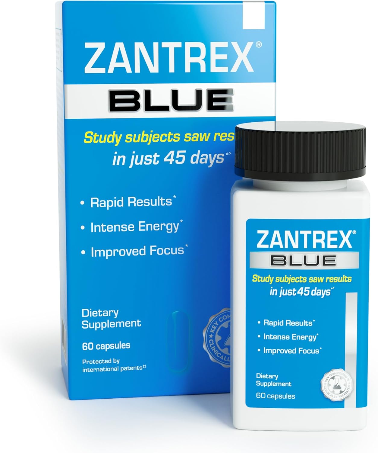 Zantrex Blue Energy Supplement - Natural 300MG Caffeine, Metabolism Boost, Appetite Control - 60 Count