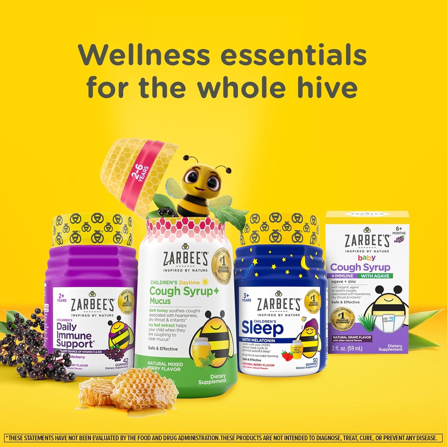 Zarbee's Children's Immune Support Gummies with Elderberry, Vitamins, and Zinc - 42 ct, Gluten-Free, No Artificial Flavors