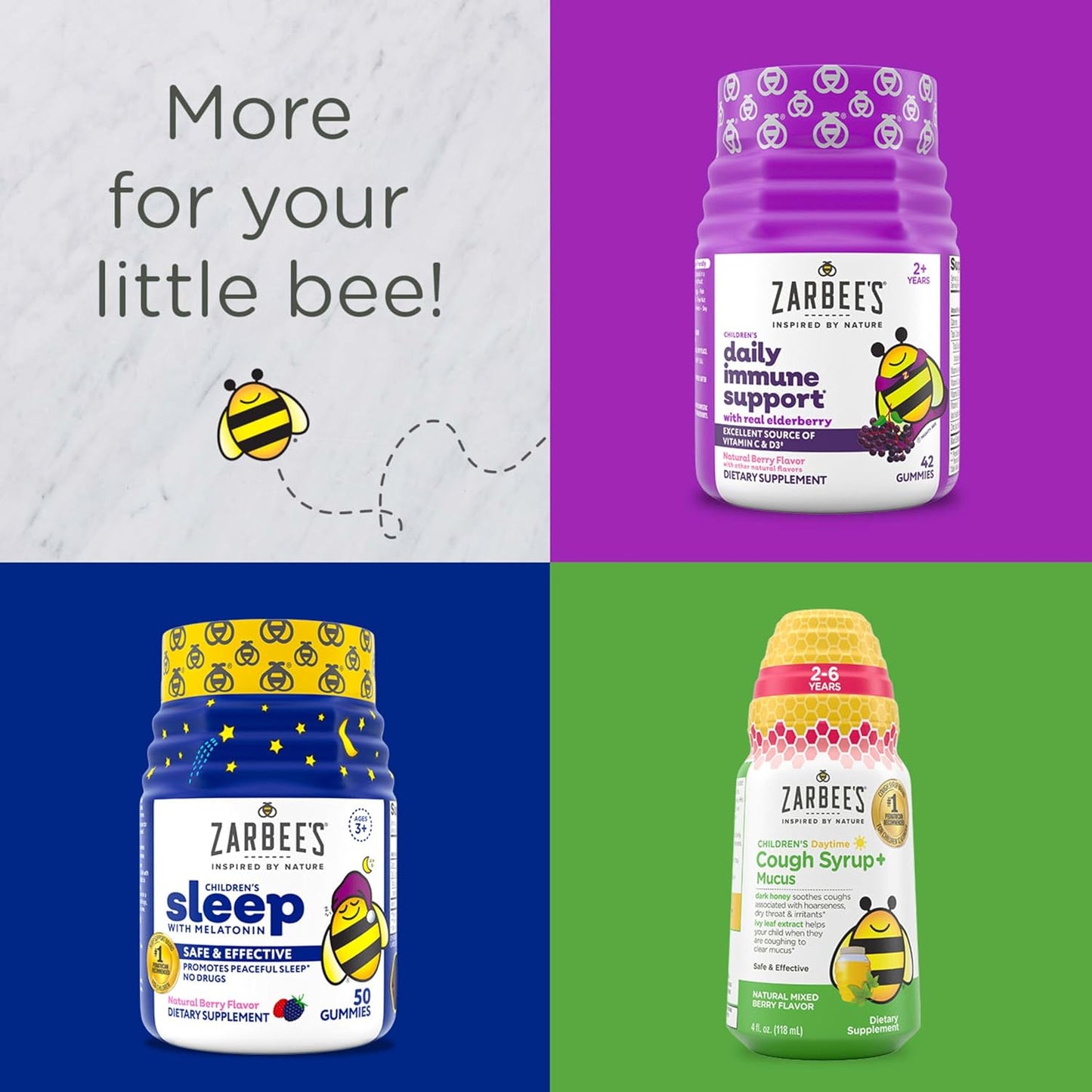 Zarbee's Kid's Complete Daily Multivitamin + Probiotic Gummies - 70 Count, Natural Fruit Flavors, Easy-To-Chew for Digestive Health