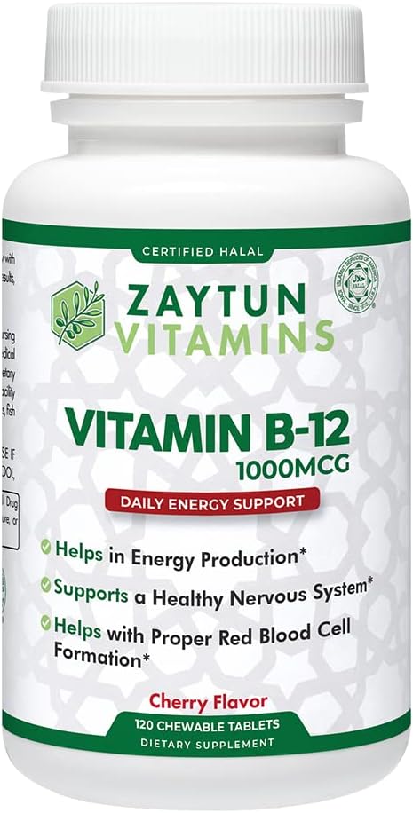 Zaytun Halal Vitamin B12 1000mcg for Energy, Metabolism, and Nervous System - Vegetarian Formula - Dairy-Free - 4 Months Supply - USA Made