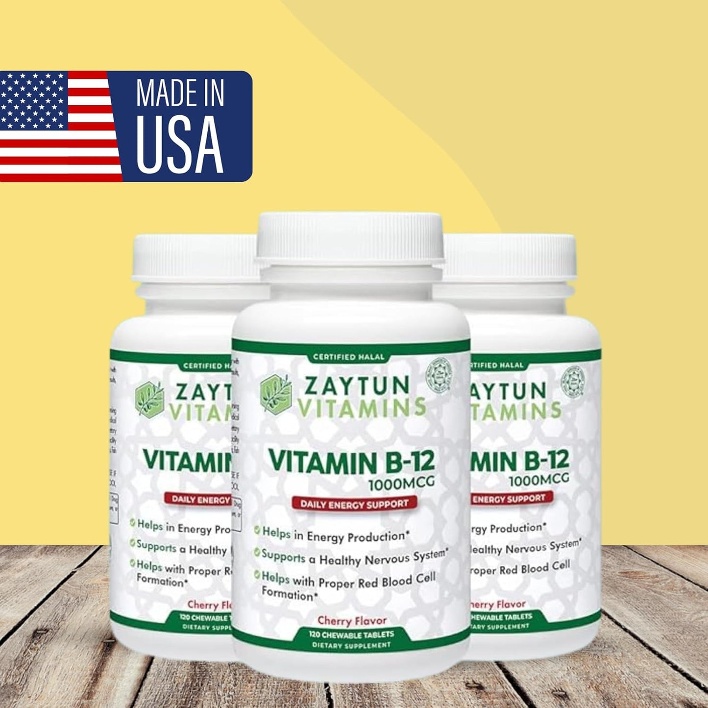 Zaytun Halal Vitamin B12 1000mcg for Energy, Metabolism, and Nervous System - Vegetarian Formula - Dairy-Free - 4 Months Supply - USA Made