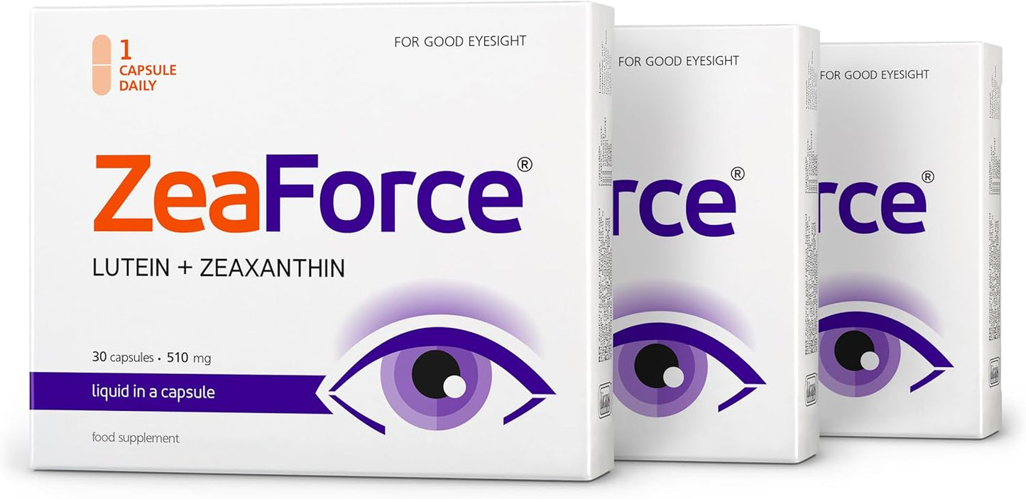 ZeaForce Liquid Vision Support Capsules - Concentrated Formula for Fast Absorption - Multidirectional Benefits - Lab Tested (3 Month Supply)