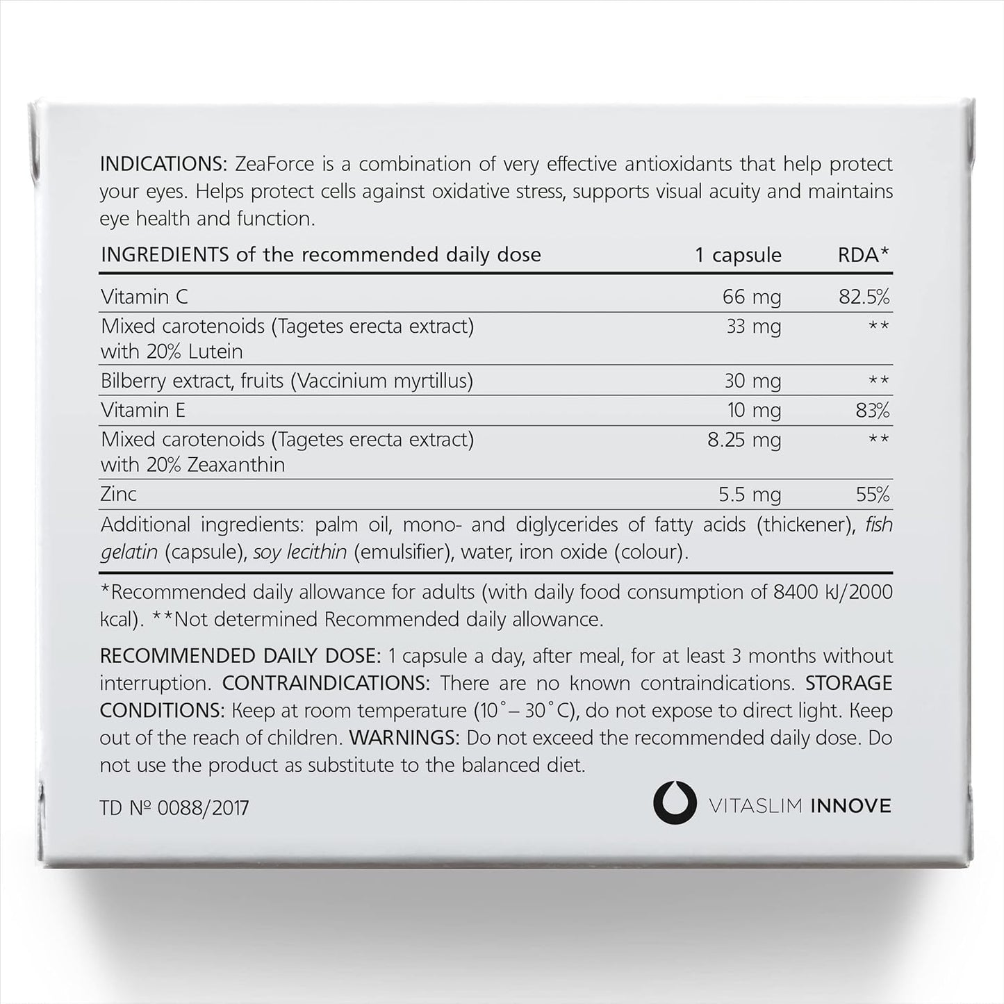 ZeaForce Liquid Vision Support Capsules - Concentrated Formula for Fast Absorption - Multidirectional Benefits - Lab Tested (3 Month Supply)