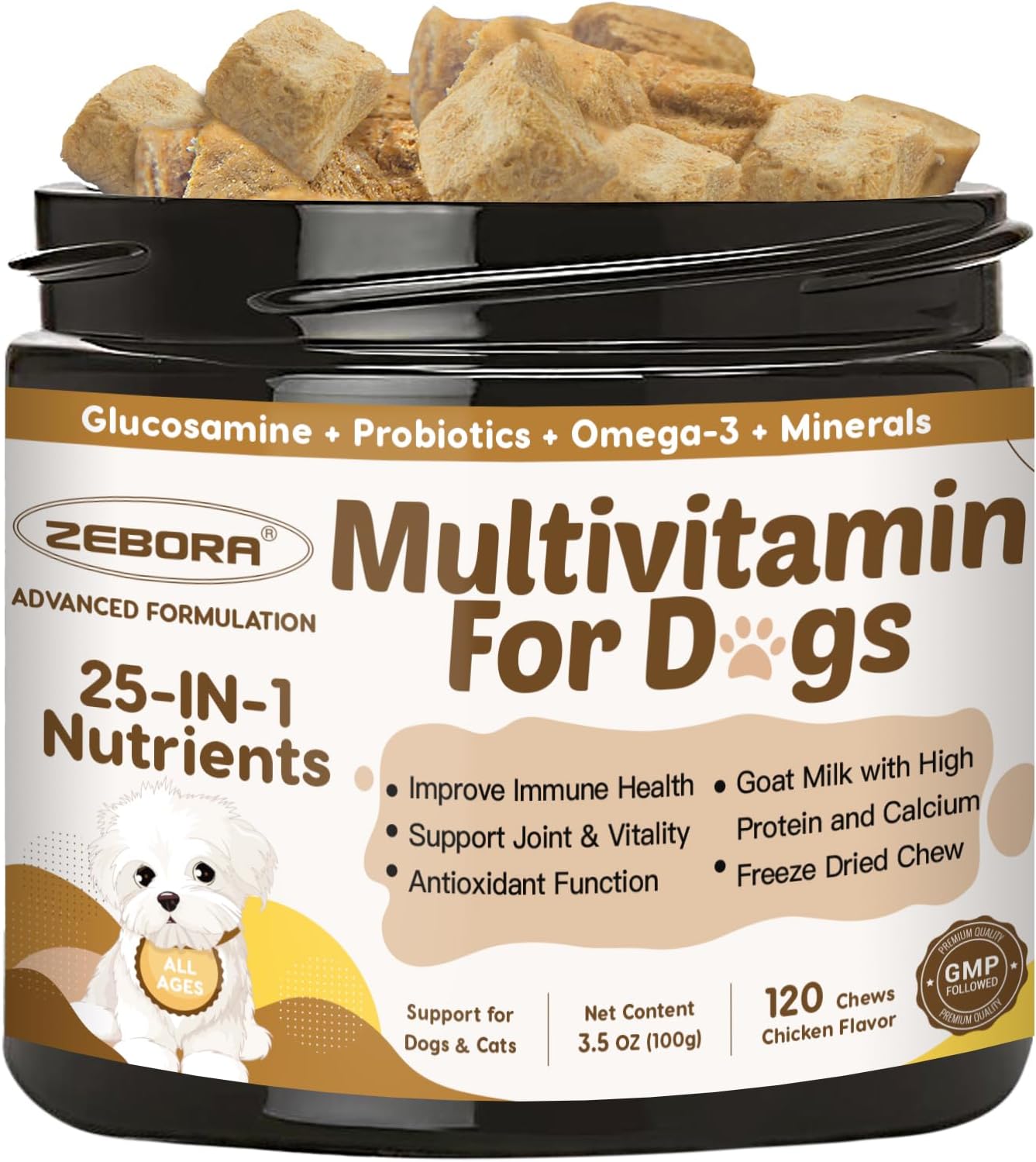 ZEBORA Dog Multivitamin with Probiotics - Essential Dog Supplements for Digestive Health, Immunity, and Joint Support