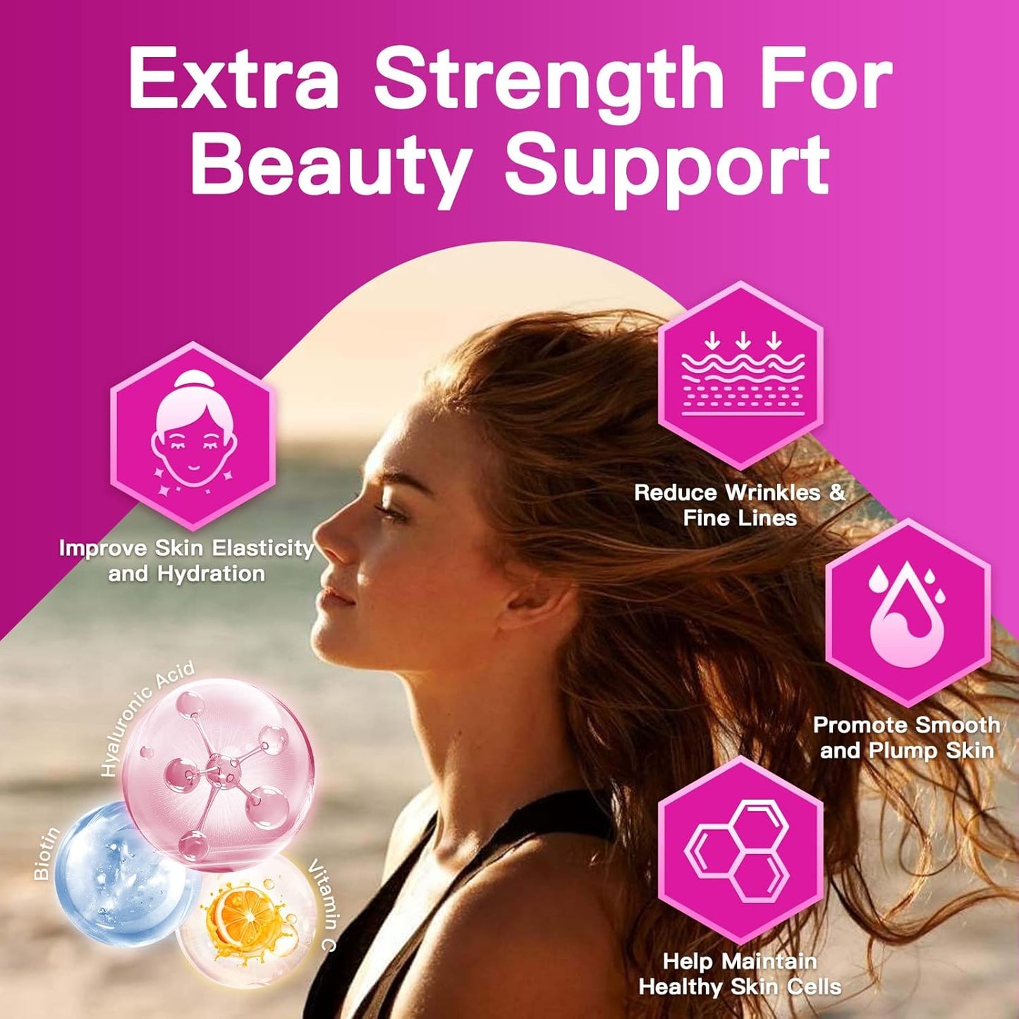 ZEBORA Multi Collagen Peptides Powder with Hyaluronic Acid, Biotin, and Vitamin C - Supports Skin, Hair, Nails, and Joints - Non-GMO, Unflavored, Keto-Friendly Formula